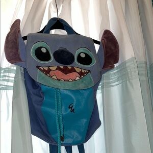 Stitch drawstring magnet Backpack - Blue and Purple